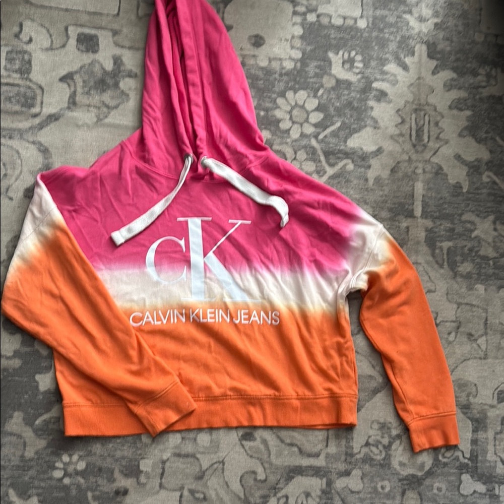 Calvin Klein Gradient Pink and Orange Hoodie